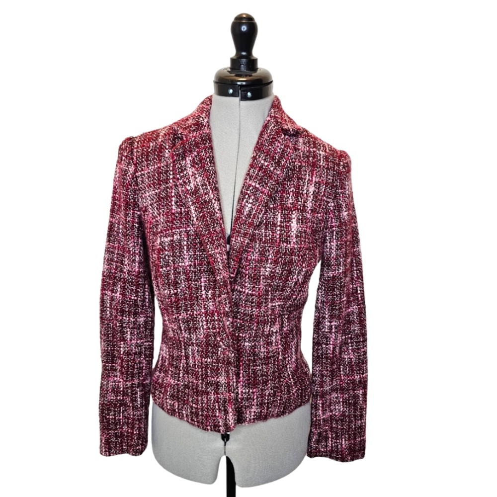 Tweed Women's Pink and White Wool Mossimo Blazer (Size: XS)